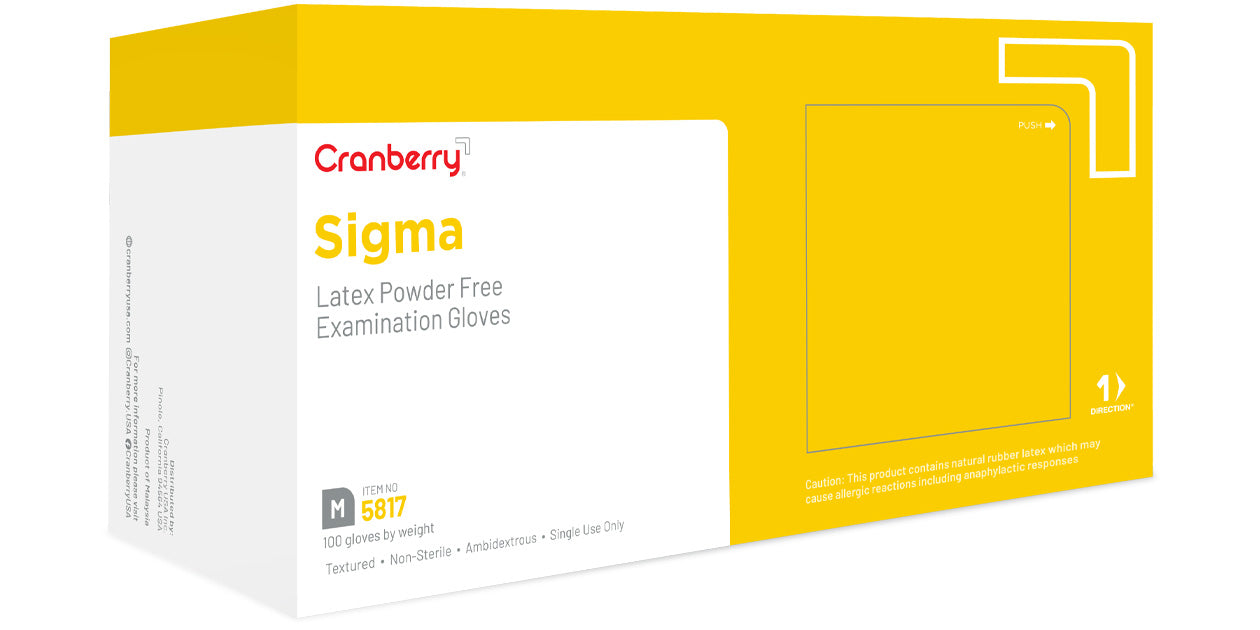 Sigma® Latex Exam Gloves by Cranberry